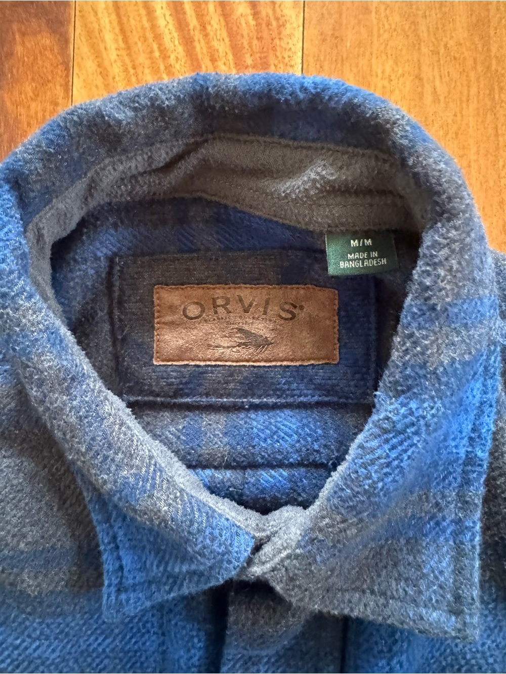 Orvis Men's Blue Plaid Button Up Fleece Jacket